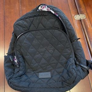 Vera Bradley Backpack, color black- floral inside, very good condition